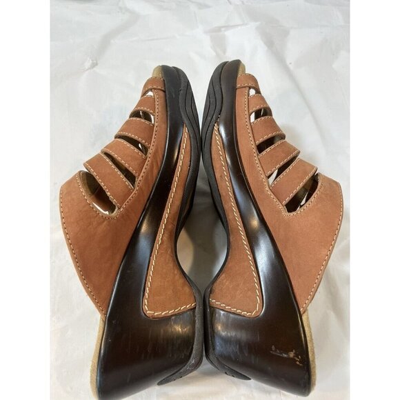 White Mountain Mast Clog Wedge Nubuck Leather Sandals Nutmeg SIZE 8 - Picture 4 of 16